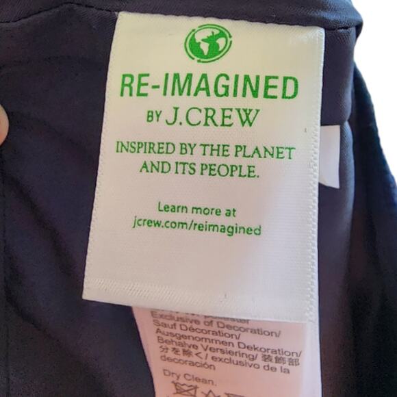 Reimagined by J.Crew Factory Tipped Skirt in Basketweave Navy Green Size 10 - Picture 6 of 8